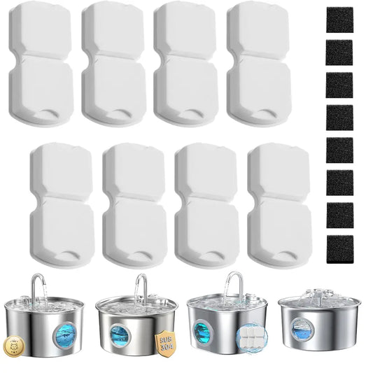 Cat Water Fountain Filters – 16-Pack & 32-Pack Replacement (Carbon + Foam)