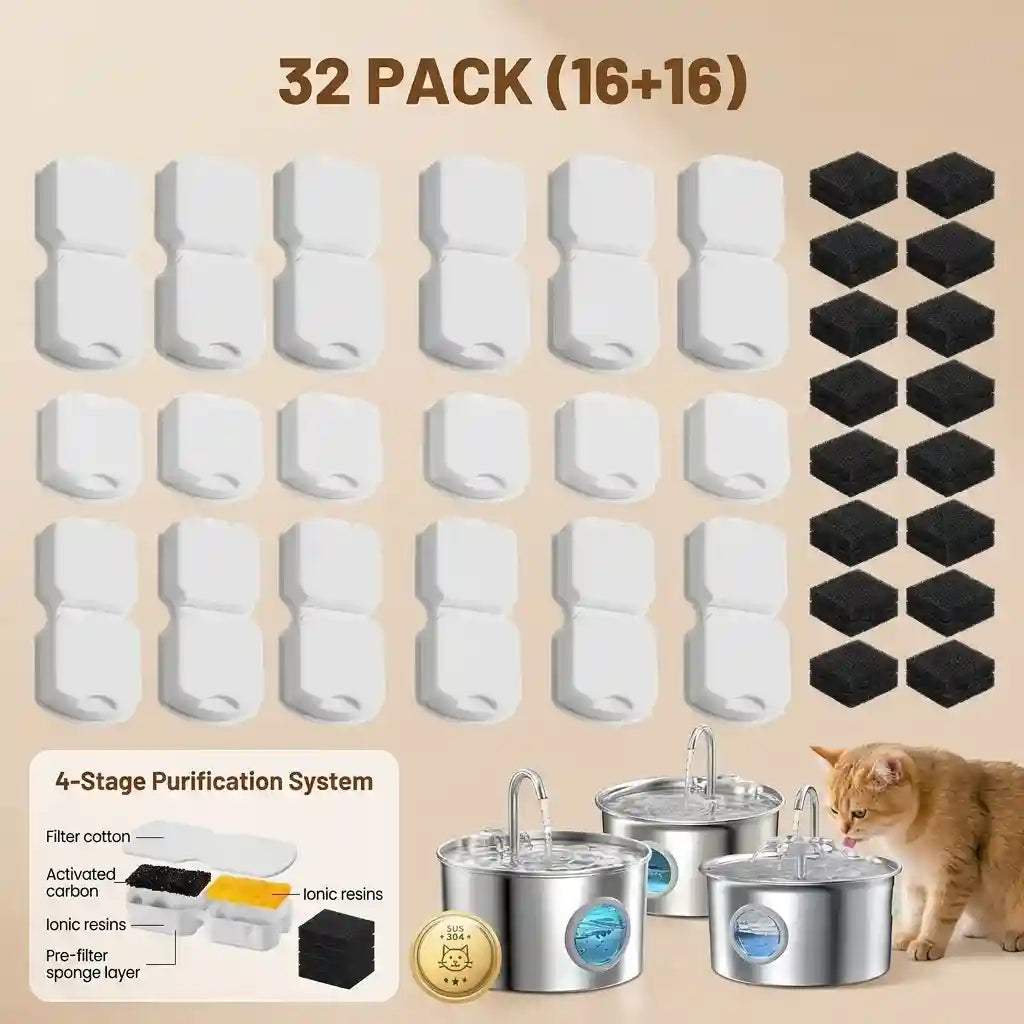 KOOGMOON Stainless Steel Cat Water Fountain, 74oz & 108oz