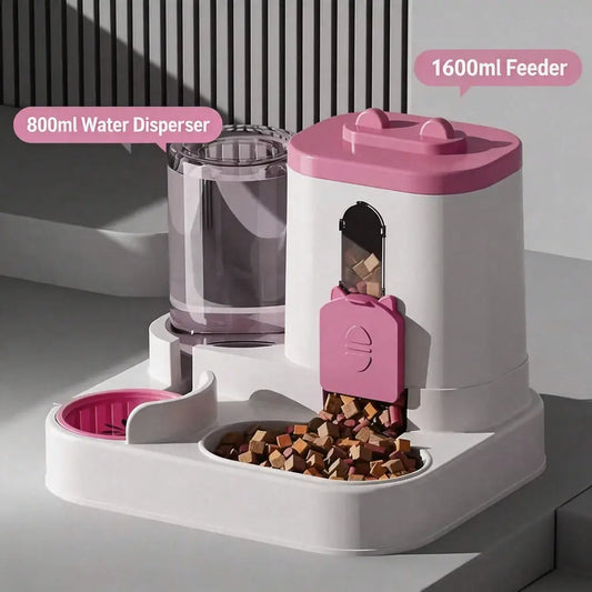 4 Colors Gravity Pet Feeder Water Dispenser Cute Cat Shaped Automatic Food Water Bowl Large Capacity Detachable Stable Anti Slip Base Feeding Supplies For Cats Puppies Small Animals Home Indoor Use