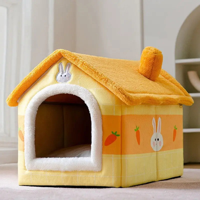 Double-Roof Pet House – Washable Tent Bed for Dogs & Cats
