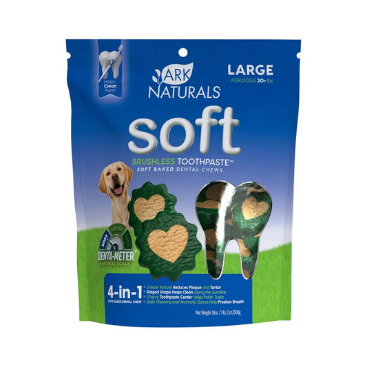 Ark Naturals Dental Chews for Small Dogs, Soft Brushless Toothpaste, Freshens Breath & Reduces Plaque