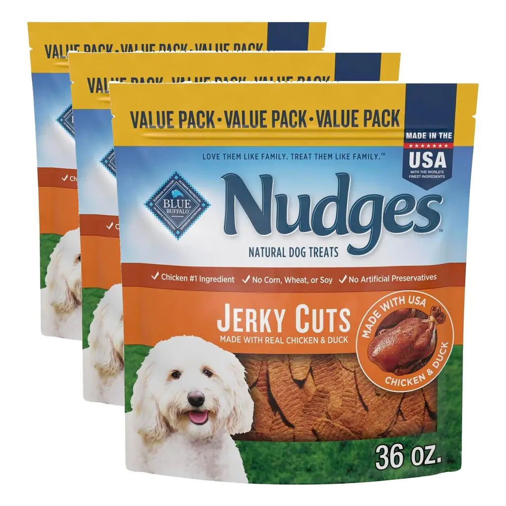 Blue Buffalo Nudges Jerky Cuts | Natural Dog Treats | Real Chicken & Duck | 16oz, 36oz & Multi-Packs