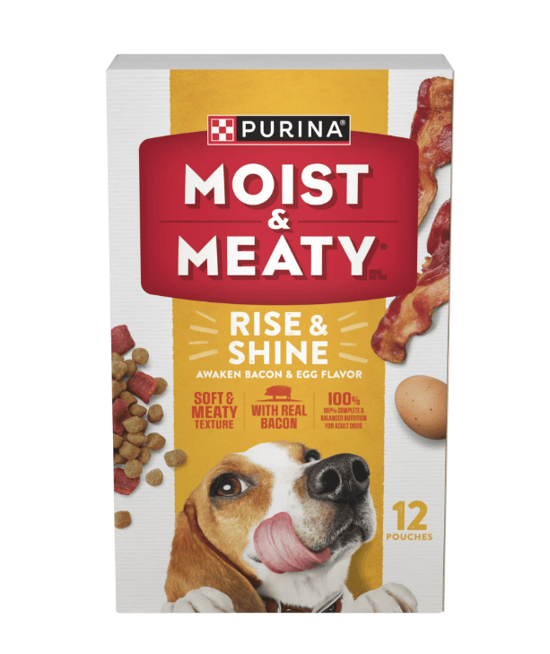 Purina Moist & Meaty Dog Food – Real Bacon & Egg Flavor, 6-Pack (12 oz Pouches)