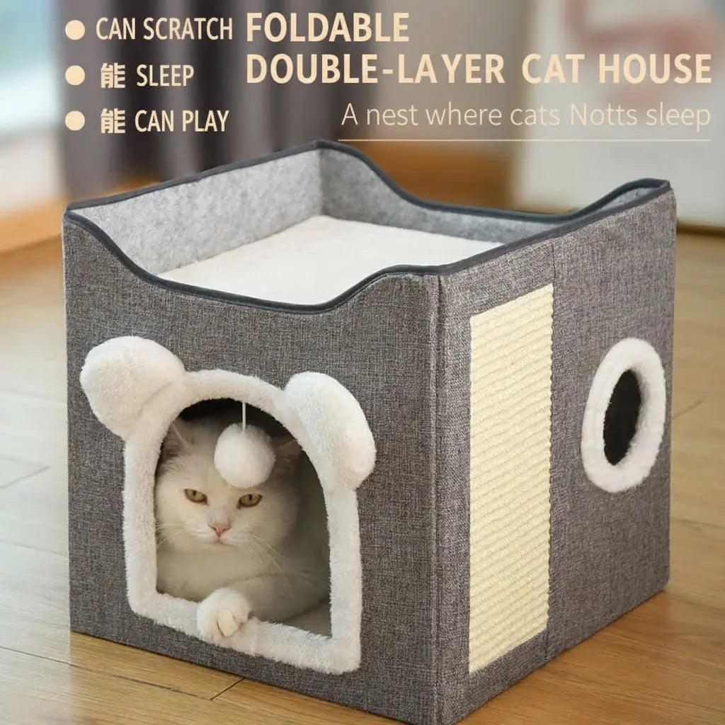 Triple-Tier Cat Condo - All-Season Foldable Pet Bed
