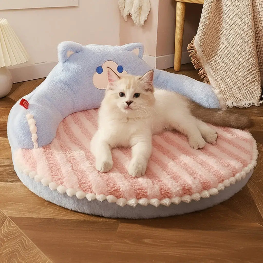 Cozy Bear Pet Sofa - Thick Plush Bed for Small Dogs & Cats
