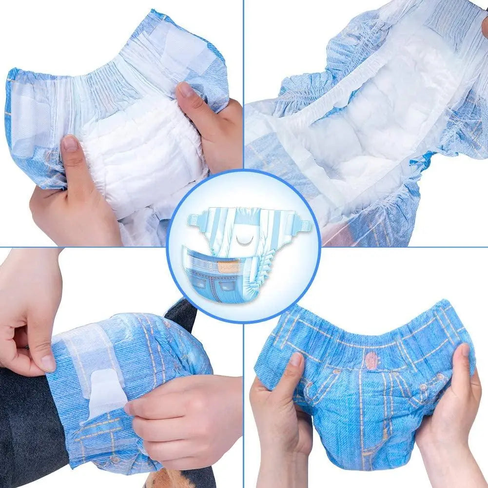 Disposable Dog Diapers for Female Dogs - Jeans Super Absorbent 24 Ct