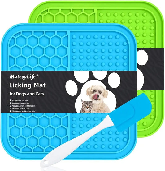 MateeyLife 2PCS Lick Mat for Dogs and Cats – Slow Feeder, Anxiety Relief, Suction Cup Design