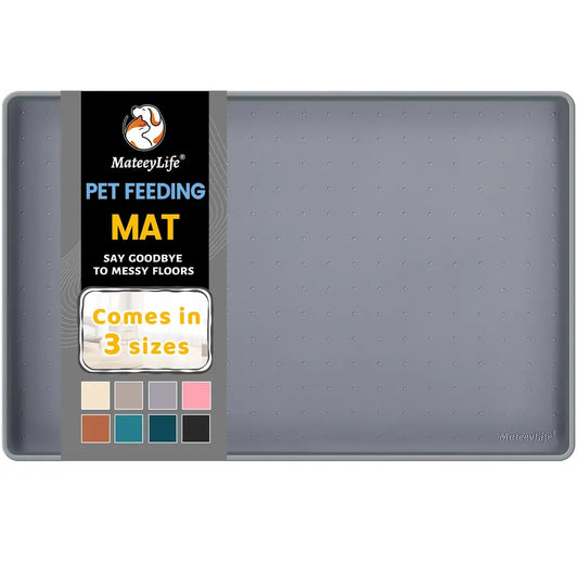 MateeyLife Silicone Cat & Dog Food Mat – Waterproof, Anti-Slip, Raised Edge Pet Feeding Mat