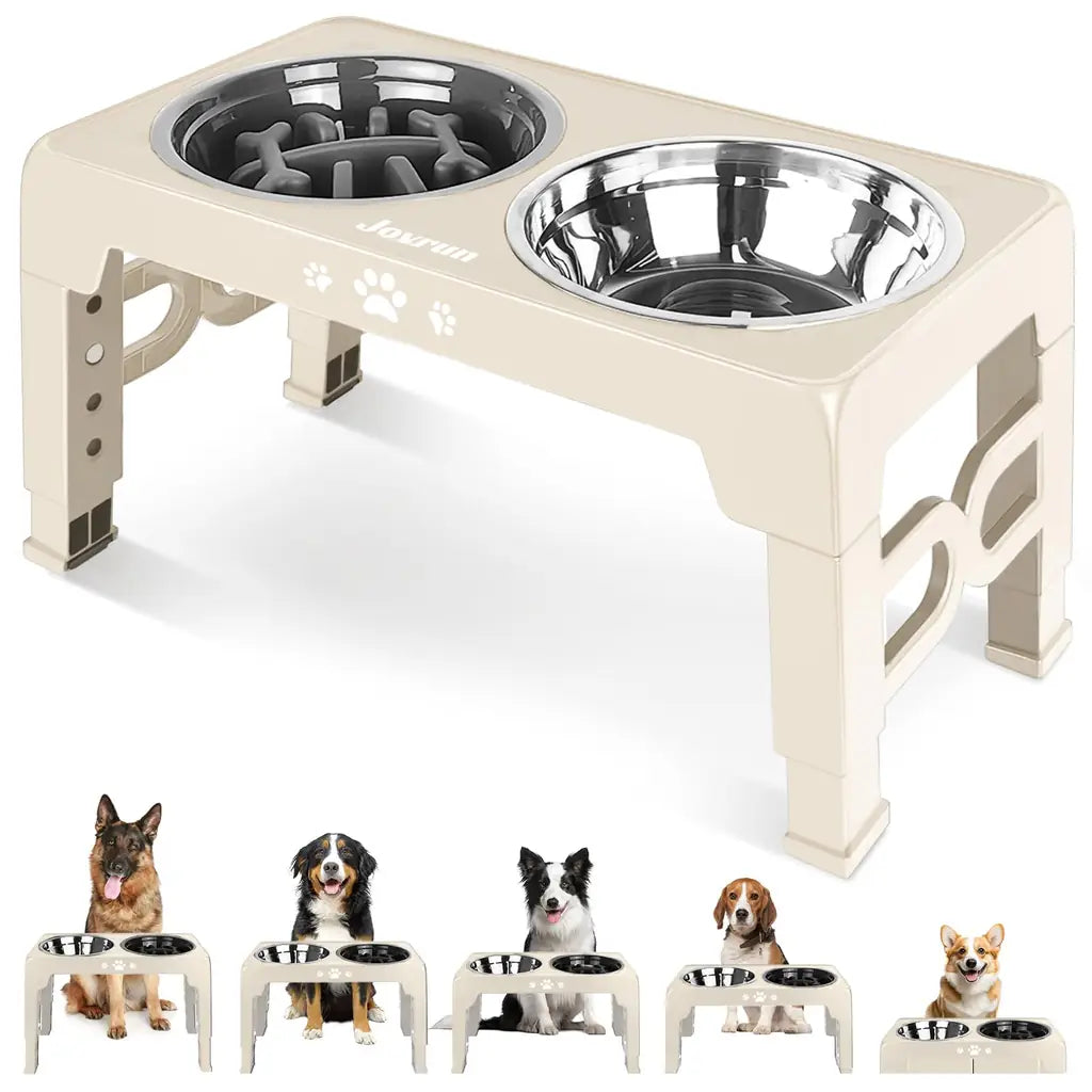 Elevated Dog Bowl Slow – Anti Bloat & Adjustable Dog Feeder