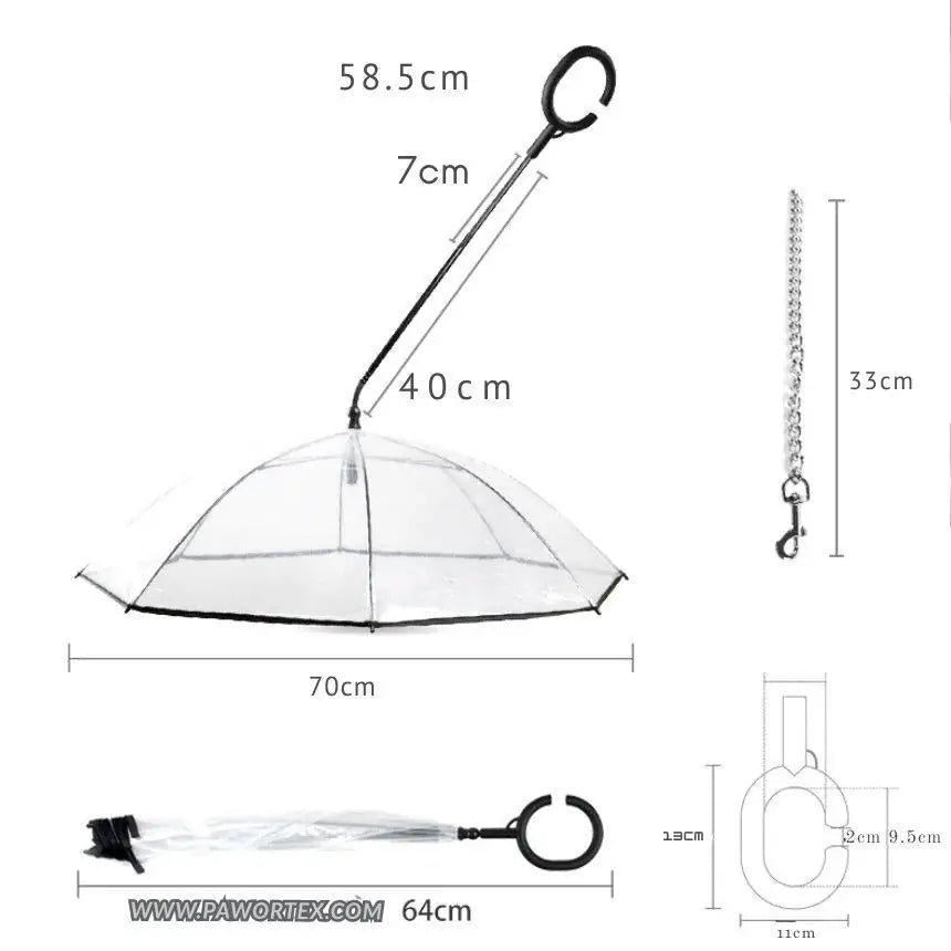 Transparent C-Shaped Pet Umbrella – Adjustable Dog Walking Umbrella Leash for Rainy Days (Hands-Free, Waterproof)