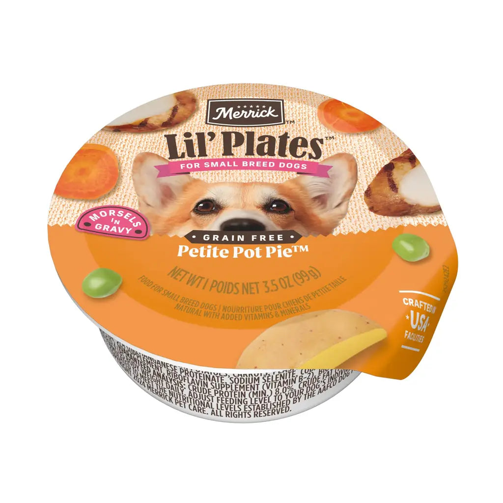 Merrick Lil' Plates Grain-Free Wet Dog Food for Small Dogs – 3.5 oz Tubs (Pack of 12)