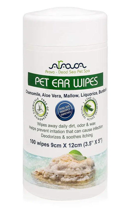 Ear Cleaner Wipes by Arava for Dogs Cats Puppies & Kittens 100