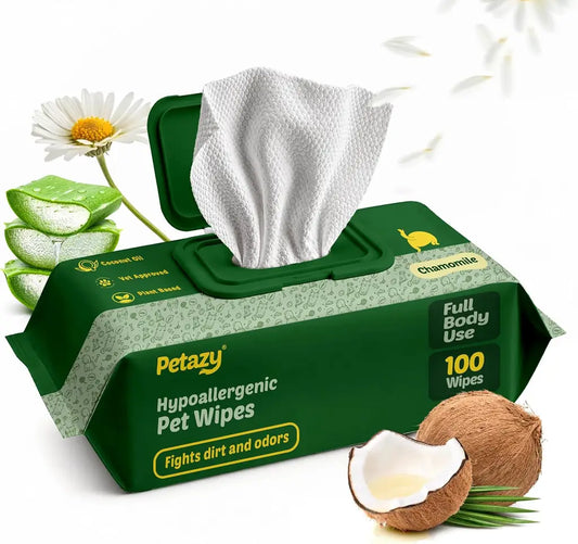 Pet Wipes for Dogs & Cats | XL 8x8in | Hypoallergenic | Chamomile, Lavender or Unscented