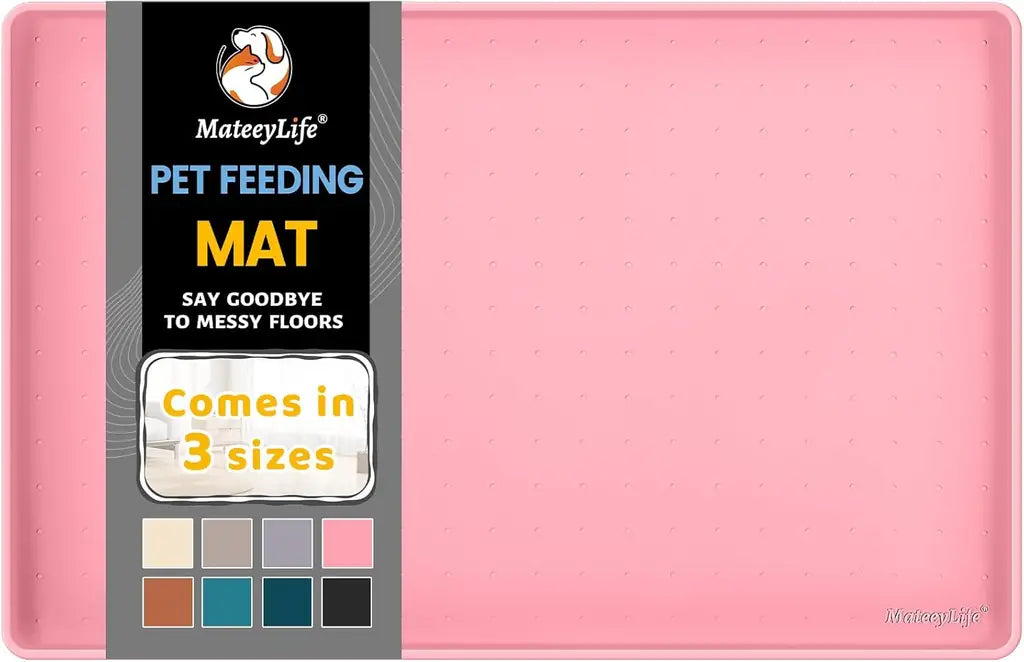 MateeyLife Silicone Cat & Dog Food Mat – Waterproof, Anti-Slip, Raised Edge Pet Feeding Mat
