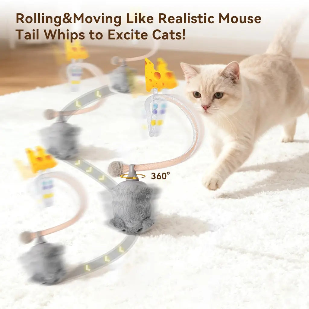 Interactive Cat Toy: 360° Rolling Mouse with Motion Sensor
