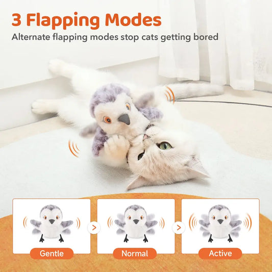 Potaroma Flapping Bird Cat Toy - Motion Sensor, Chirps & Catnip