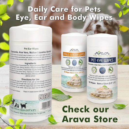 Ear Cleaner Wipes by Arava for Dogs Cats Puppies & Kittens 100