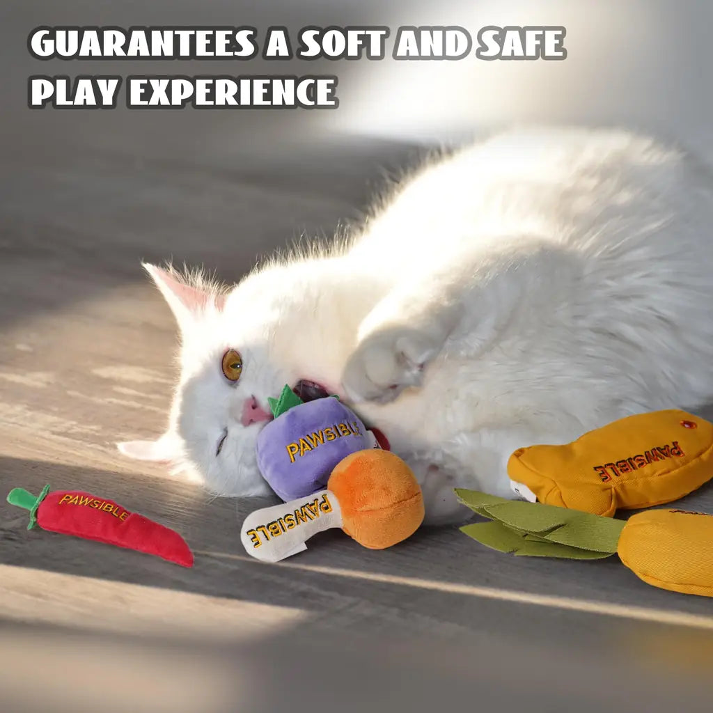 Organic Catnip Toys for Indoor Cats – 100% Pure Catnip, No Cotton, Plush Chew & Kicker Toys