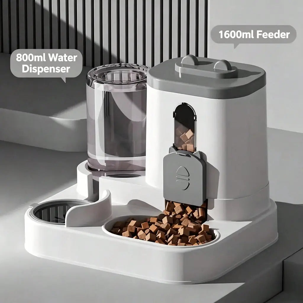 4 Colors Gravity Pet Feeder Water Dispenser Cute Cat Shaped Automatic Food Water Bowl Large Capacity Detachable Stable Anti Slip Base Feeding Supplies For Cats Puppies Small Animals Home Indoor Use