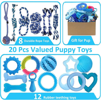 Beiker 20-Pack Puppy Chew Toys | Teething Kit for Small Dogs