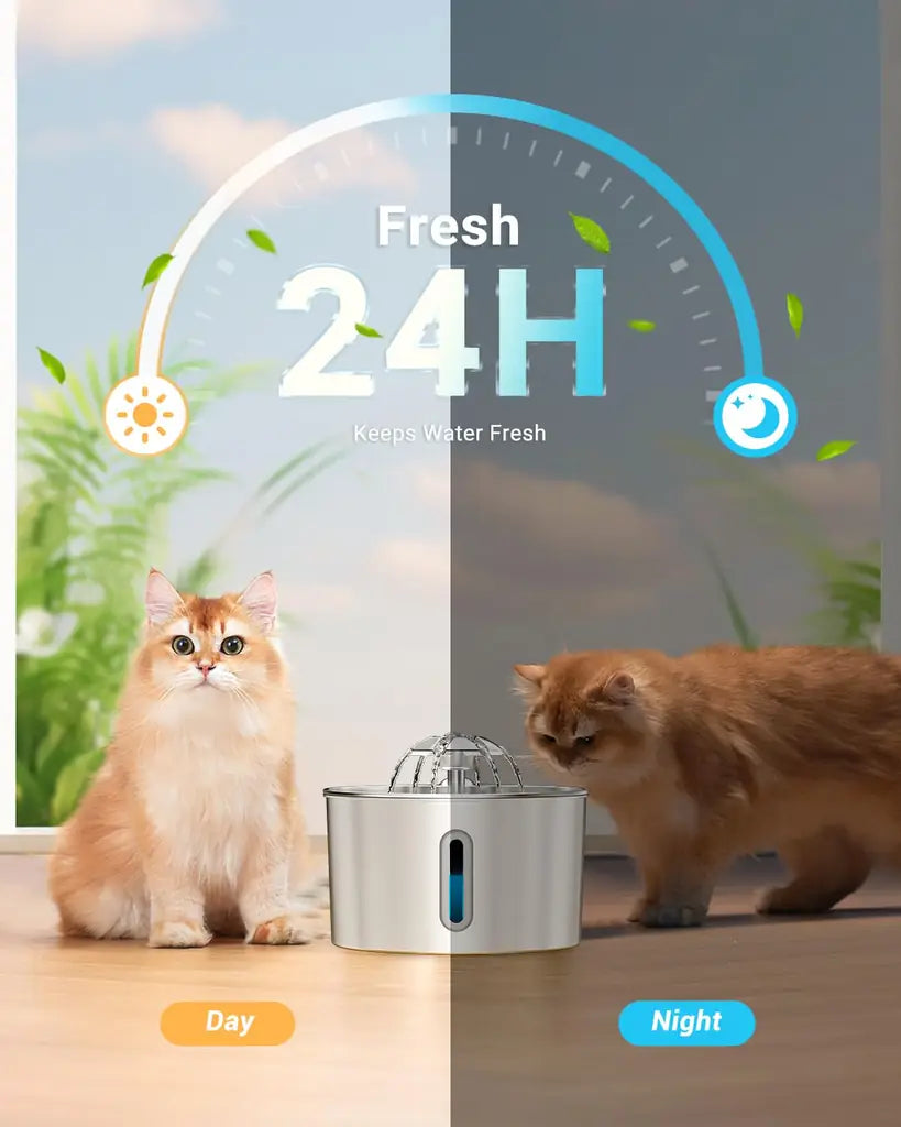 Cat Water Fountain Stainless Steel – 74oz, Quiet Pump, Healthy Hydration