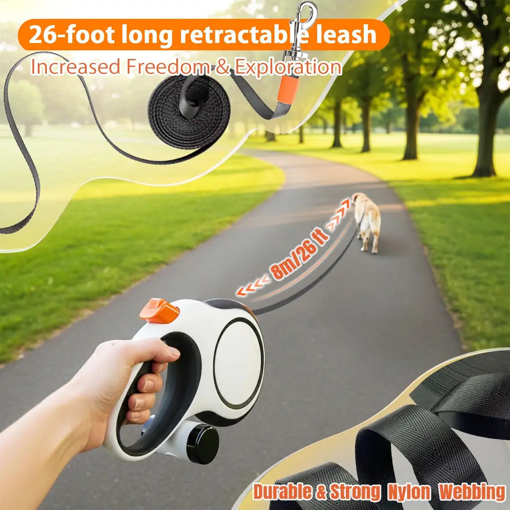 Retractable Dog Leash 26ft Heavy-Duty for Medium & Large Dogs – Meegood