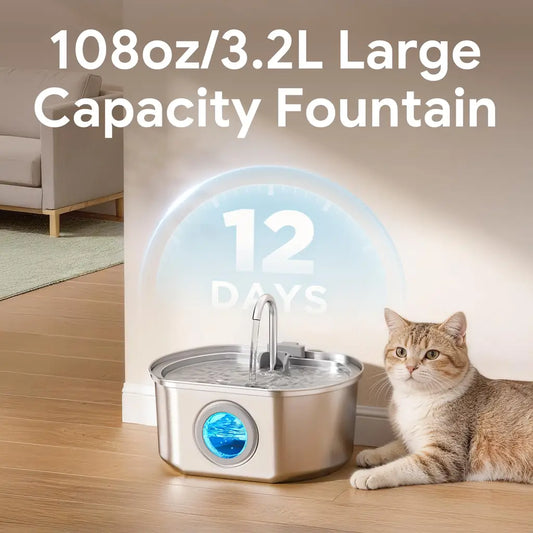 Automatic Dog Watering Dispenser Bowl – 108oz Stainless Steel