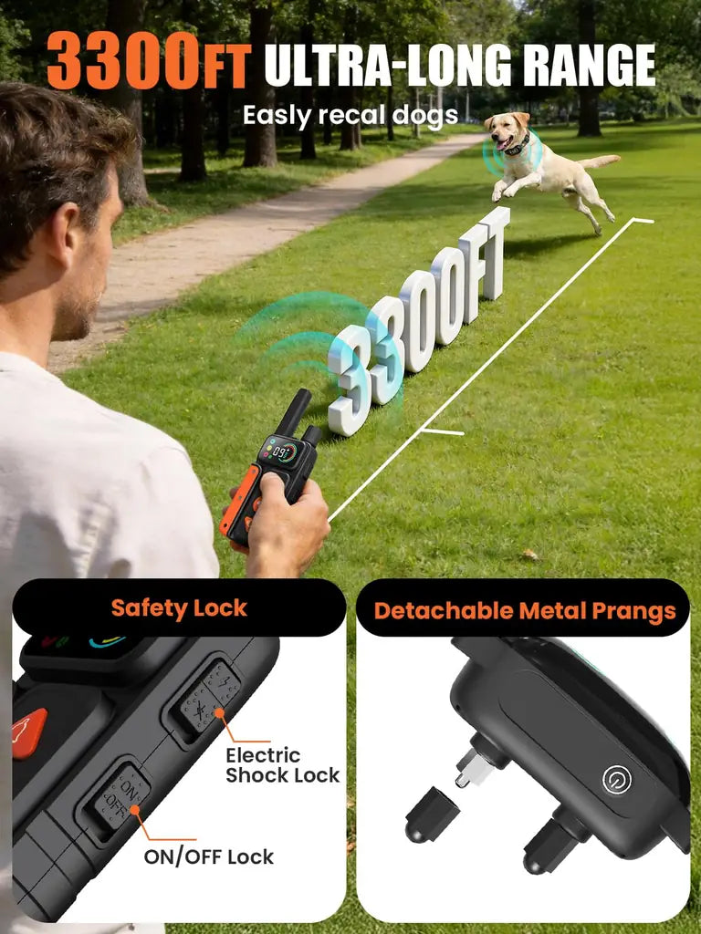 2-in-1 Dog Bark Collar & Shock Collar — Tallentrol IPX7 Waterproof E-Collar with Remote, 3300FT Range, for Small Medium Large Dogs (5–120 lbs)