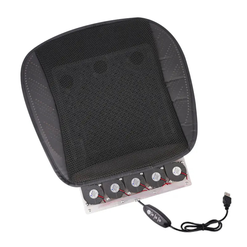 3D Ice Silk Car Seat Cooler - Summer Breathable Cushion with USB Fan