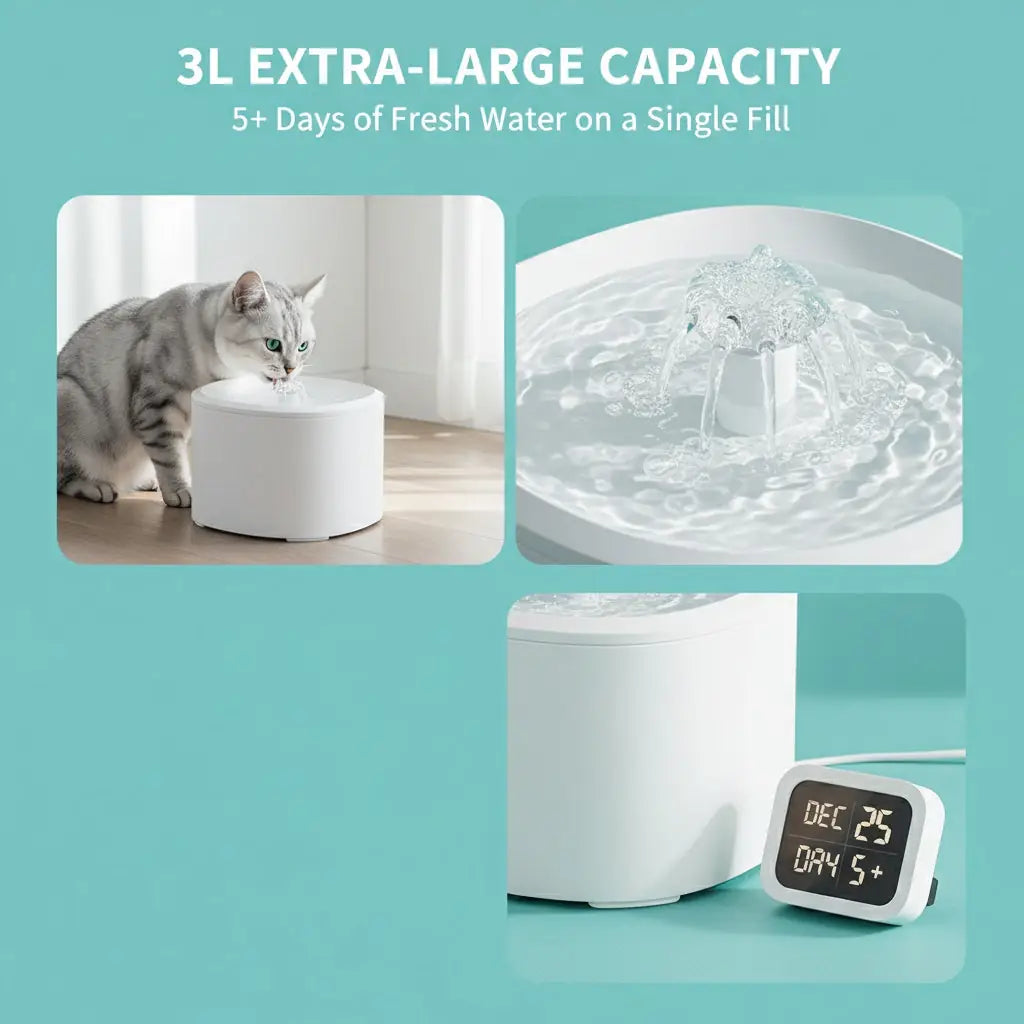 PawVortex 3L Pet Water Fountain – Ultra Quiet USB Rechargeable