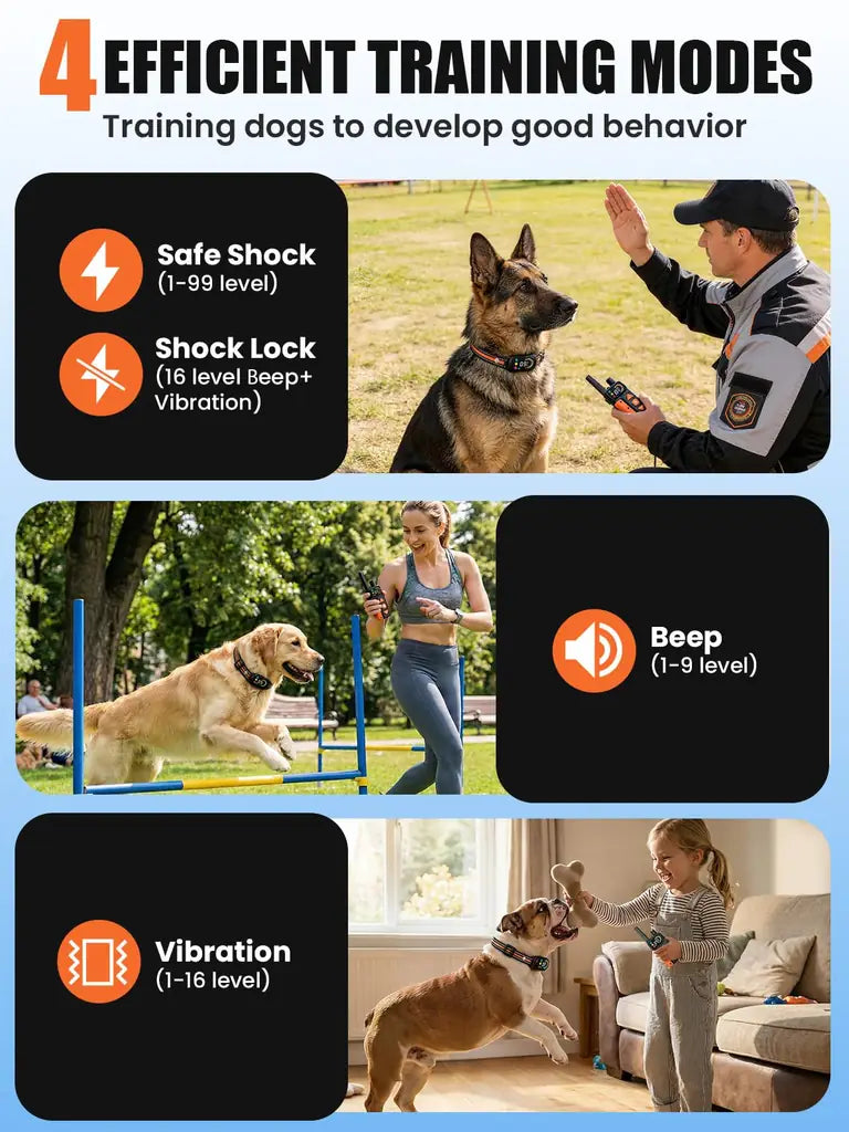 2-in-1 Dog Bark Collar & Shock Collar — Tallentrol IPX7 Waterproof E-Collar with Remote, 3300FT Range, for Small Medium Large Dogs (5–120 lbs)