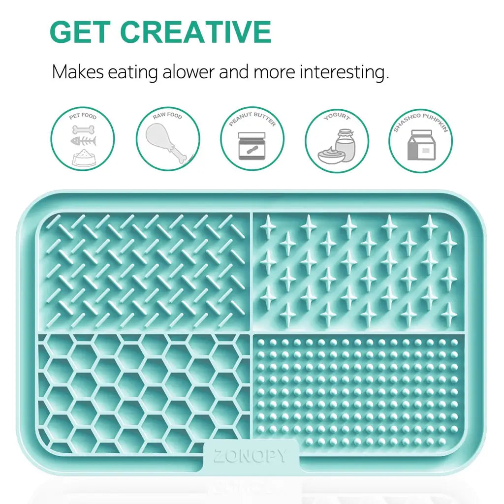 Dog Lick Mat for Anxiety Relief — Zonopy Slow Feeder Licking Mat with Suction Cups