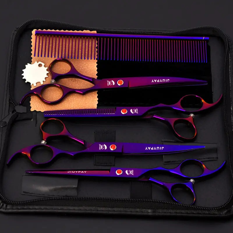 7.0 Inch Jipai Colorful Pet Grooming Scissors Set – Professional Colorful Stainless Steel Shears for Dogs & Cats