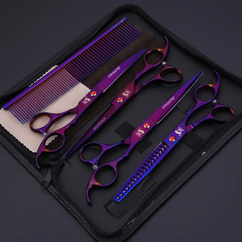 7.0 Inch Jipai Colorful Pet Grooming Scissors Set – Professional Colorful Stainless Steel Shears for Dogs & Cats
