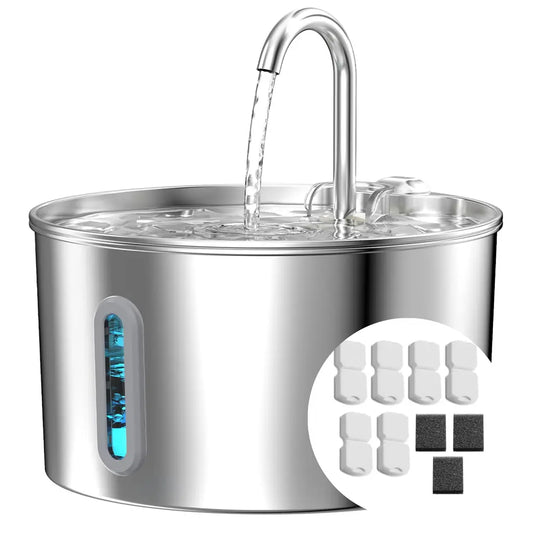 KOOGMOON Stainless Steel Cat Water Fountain, 74oz & 108oz