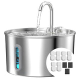 KOOGMOON Stainless Steel Cat Water Fountain, 74oz & 108oz
