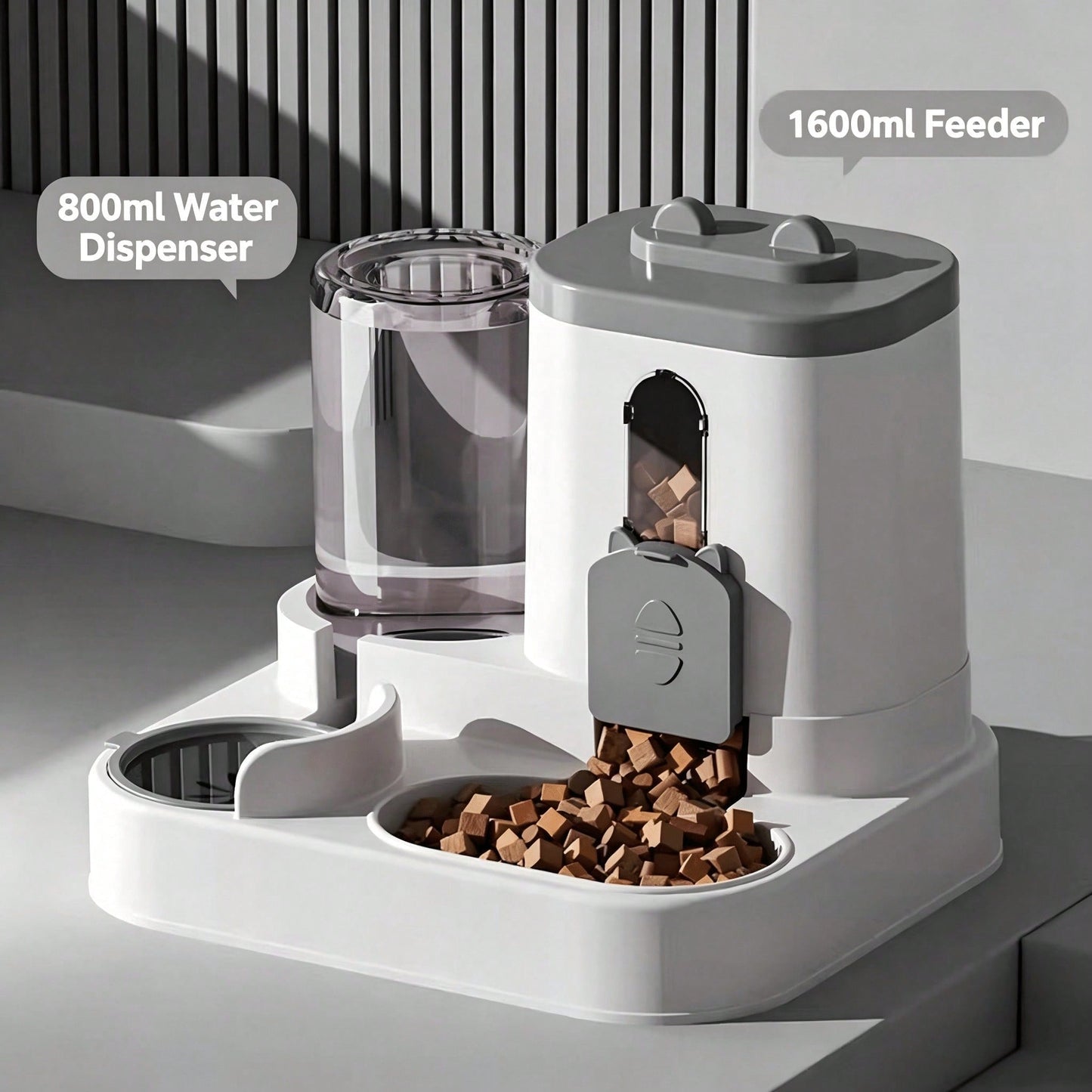 4 Colors Gravity Pet Feeder Water Dispenser Cute Cat Shaped Automatic Food Water Bowl Large Capacity Detachable Stable Anti Slip Base Feeding Supplies For Cats Puppies Small Animals Home Indoor Use