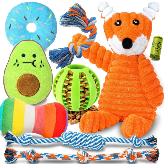 Zeaxuie Luxury Puppy Toys for Teething Small Dogs – Squeaky, Rope & Treat Ball Set