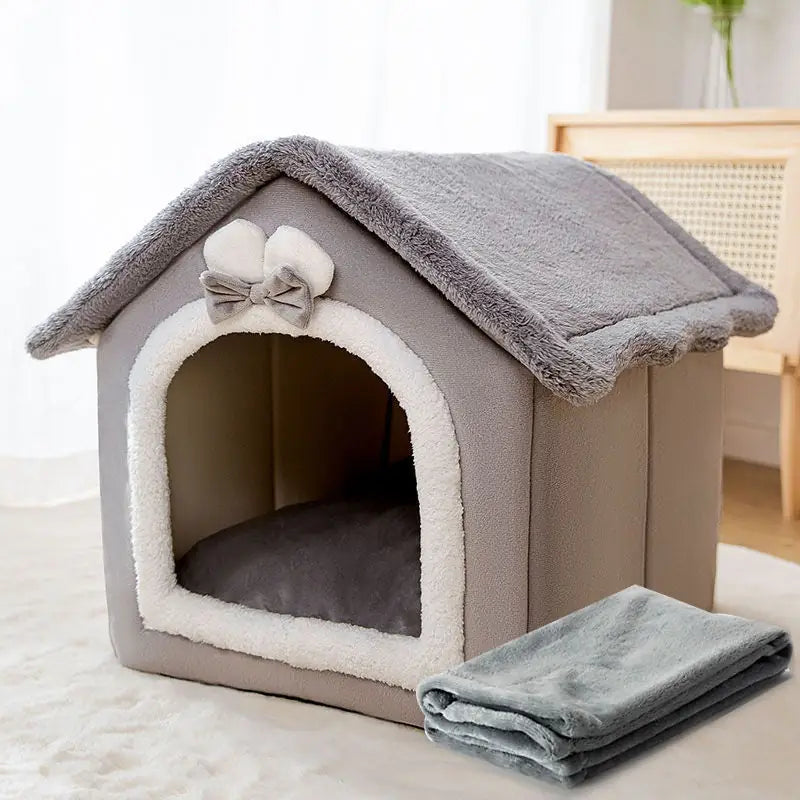 Double-Roof Pet House – Washable Tent Bed for Dogs & Cats
