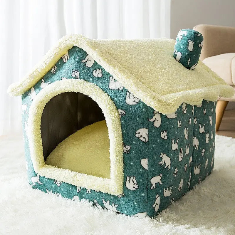 Double-Roof Pet House – Washable Tent Bed for Dogs & Cats