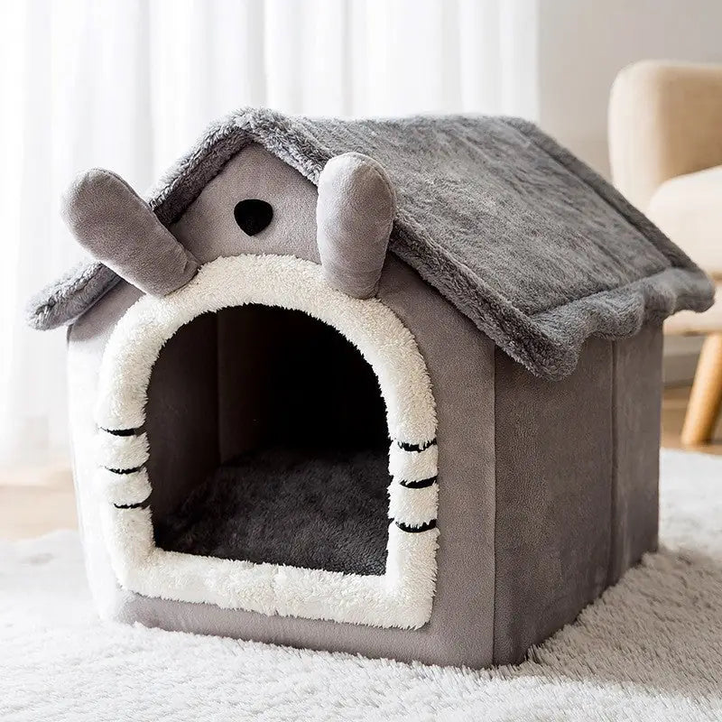Double-Roof Pet House – Washable Tent Bed for Dogs & Cats