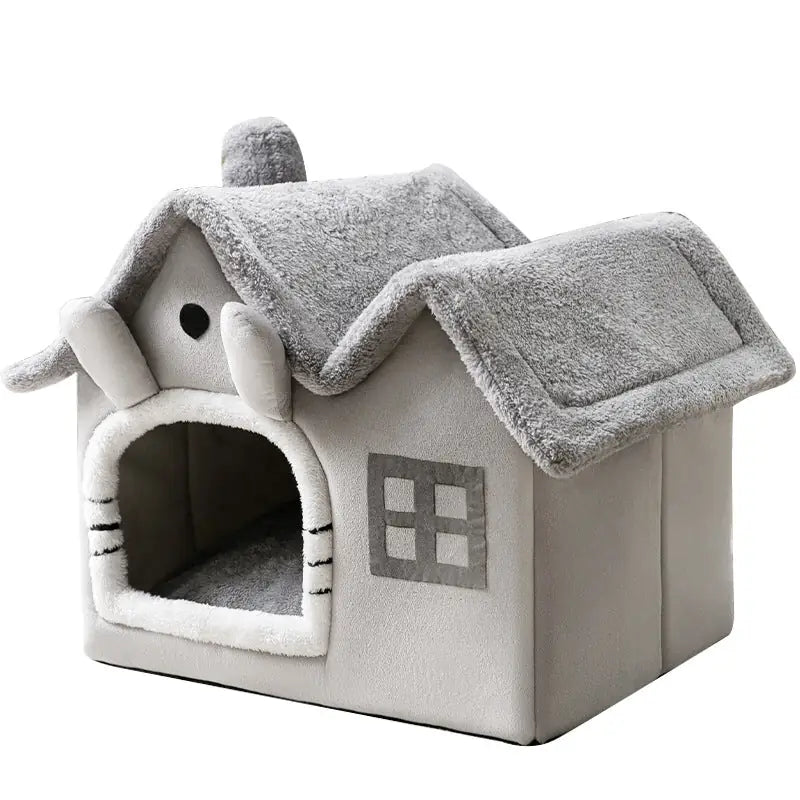Double-Roof Pet House – Washable Tent Bed for Dogs & Cats
