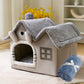 Double-Roof Pet House – Washable Tent Bed for Dogs & Cats