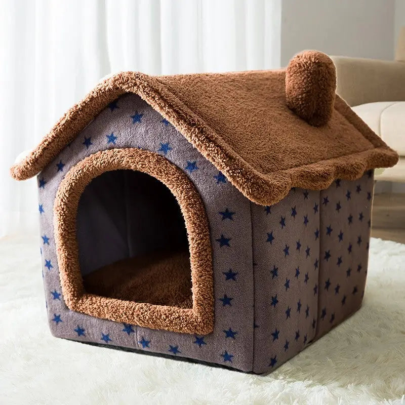 Double-Roof Pet House – Washable Tent Bed for Dogs & Cats