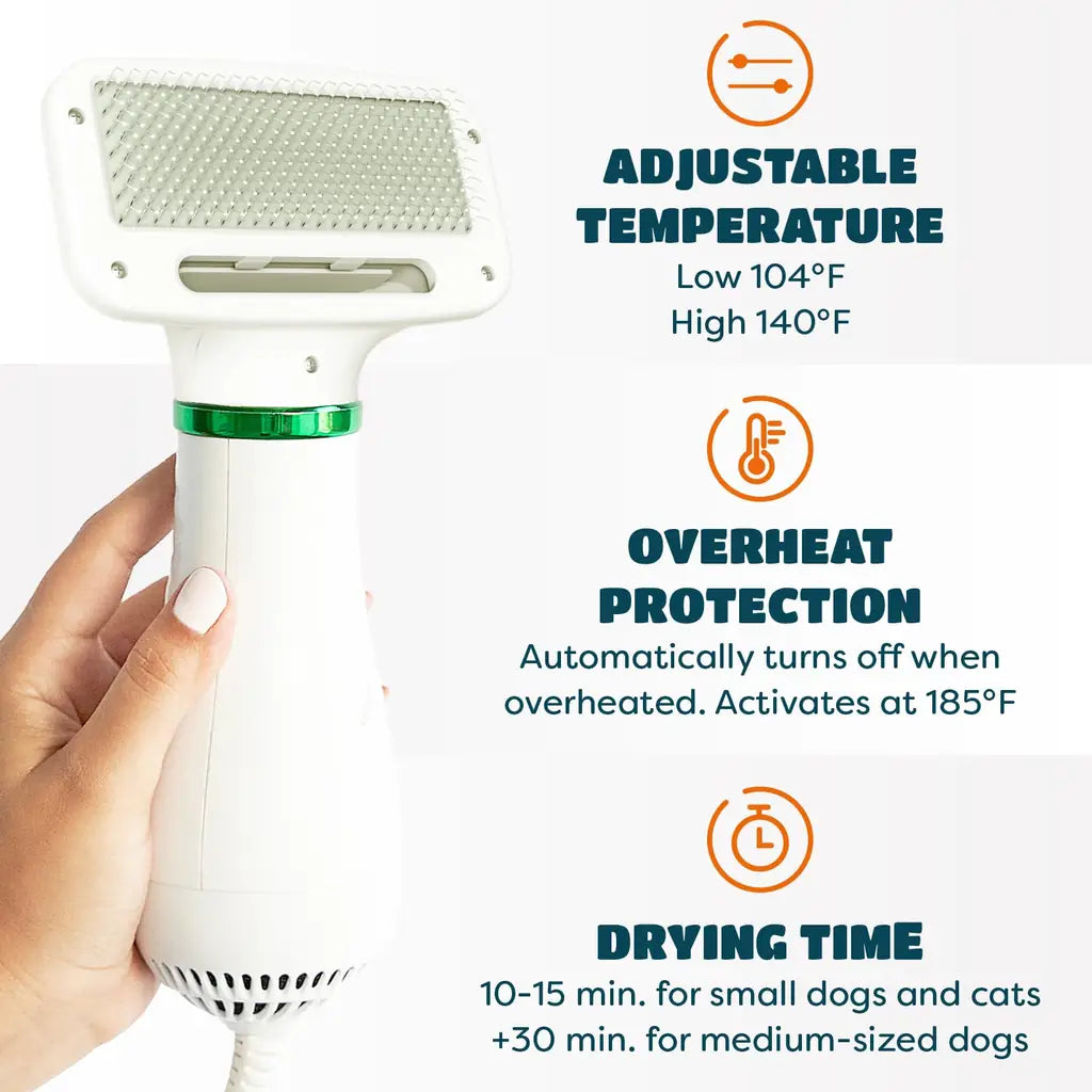 2-in-1 Hot Air Pet Hair Dryer & Comb – Grooming Tool for Cats & Dogs