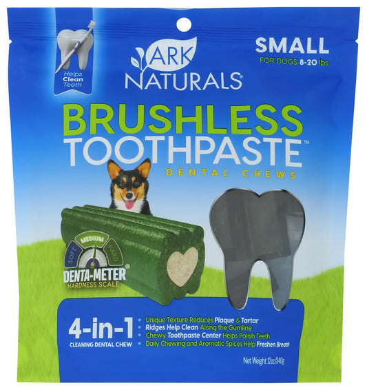 Ark Naturals Brushless Toothpaste, Dog Dental Chews for Small Breeds, Freshens Breath, Helps Reduce Plaque & Tartar, 12oz, 1 Pack