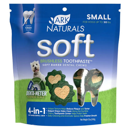Ark Naturals Dental Chews for Small Dogs, Soft Brushless Toothpaste, Freshens Breath & Reduces Plaque