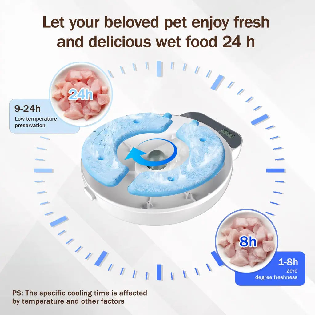 Bsemax Automatic Wet Cat Food Feeder with Ice Packs – 4-Meal Timed Dispenser for Cats & Dogs