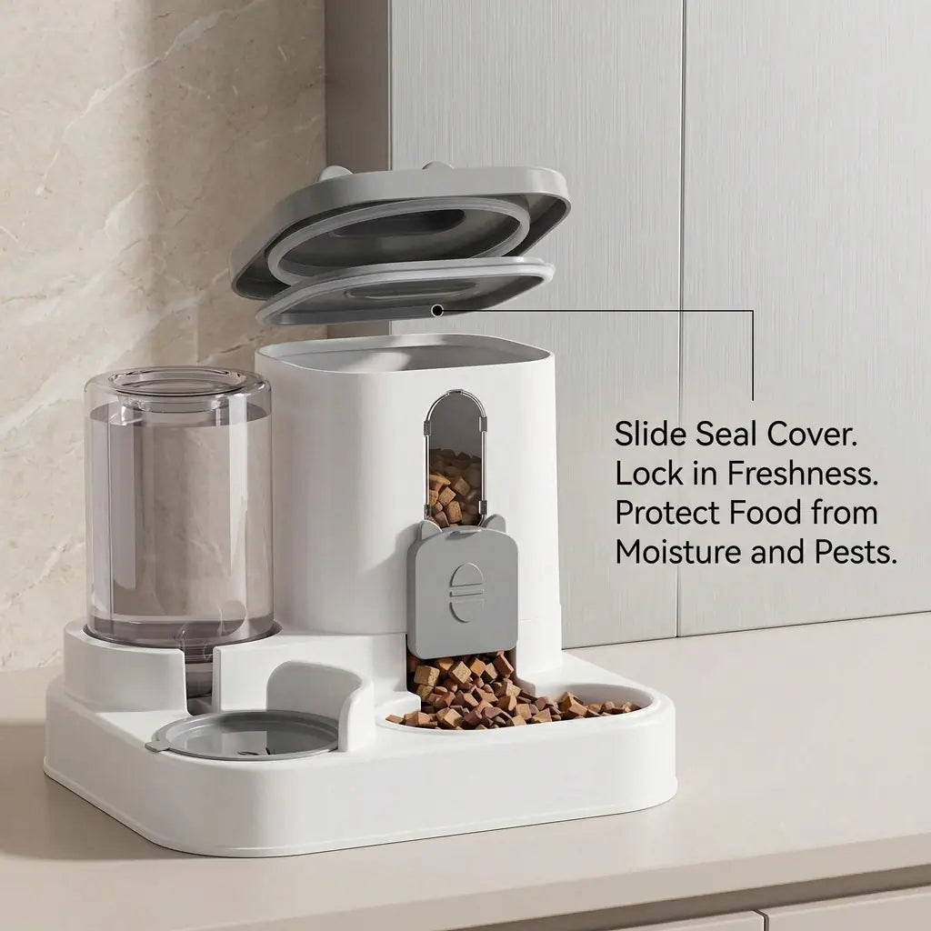 4 Colors Gravity Pet Feeder Water Dispenser Cute Cat Shaped Automatic Food Water Bowl Large Capacity Detachable Stable Anti Slip Base Feeding Supplies For Cats Puppies Small Animals Home Indoor Use
