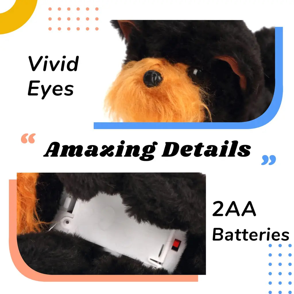 Hopearl Walking Interactive Electronic Pet Plush Toy – Woof, Nodding Head & Wagging Tail, 7'' – Gifts for Toddlers